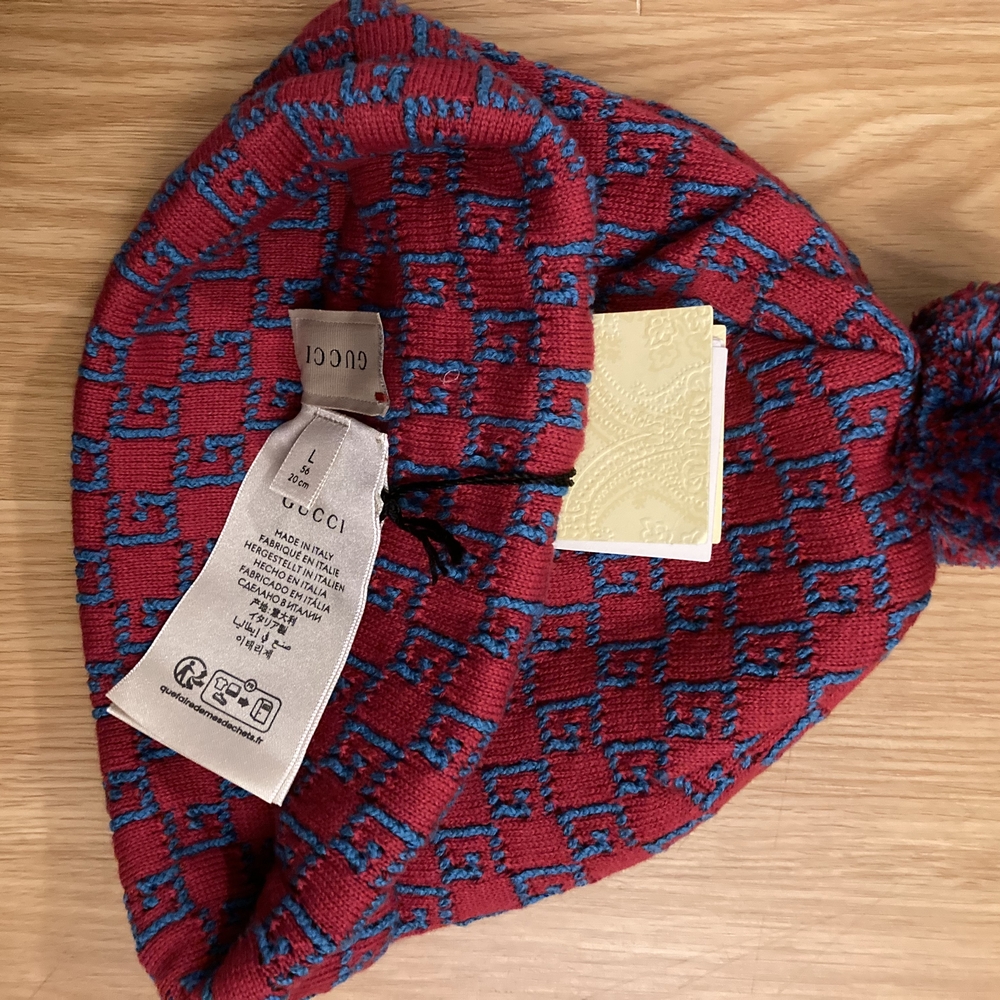 Gucci Square G Knitted Hat In Red - Authentic - Picture 3 of 4